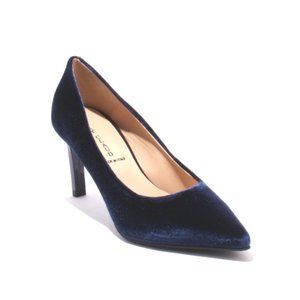 ITALIAN Navy Velour Leather Pointy Toe Heel Pumps